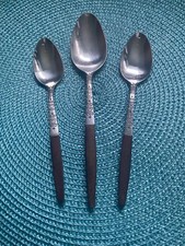 INR2 INTERPUR JAPAN STAINLESS SET OF 2 TEASPOONS  1 PLACE SOUP SPOON BROWN JAPAN picture