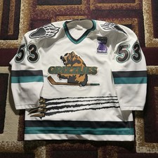 Vintage 90s Authentic Utah Grizzlies Jersey IHL White Bauer Mens 48 #53 Slapper picture