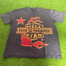 Hellstar Men’s L Black Path to Paradise Graphic Logo Crew Neck Short Sleeve Tee picture