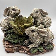 Vintage Chrisdon Bunny Rabbit w/Child & Easter Basket Resin Figurine RARE EUC picture