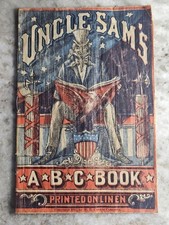 RARE 1887/1897 Uncle Sam’s ABC Book LINEN W.B. Conkey Victorian American Antique picture