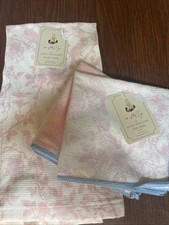 NWT~ Holly Williams~ One Kitchen Towel & And Two Count Dish Cloths~ Birds~Pink picture