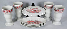 Set of 8 Vintage Nat'l Silver Ice Cream Parlor Glasses Dishes Japan picture
