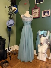 Vtg Mike Benet Formals Chiffon grecian Dress Gown Sequins 36 26 S 1960s 1970s picture