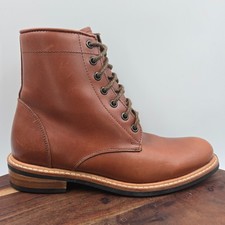 Nisolo Andres Boots Mens 7 Tobacco Brown Leather Lace Up Combat Danite Plain Toe picture