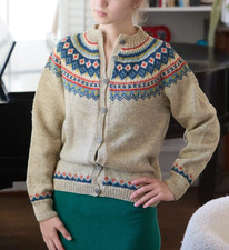 Vintage 60s Fair Isle Cardigan 100% Wool Handknitted Norway Husfliden Nordic picture