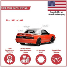 1991-93 Ford Mustang Convertible Soft Top w/ DOT Approved Glass Window, White picture