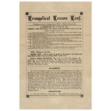 Original 1878 Evangelical Lesson Leaf W.F. Schneider Cleveland OH AD8 picture