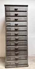 Antique Apothecary Cabinet, Storage Supply Cabinet, 12 Drawers Tall Painted Pine picture