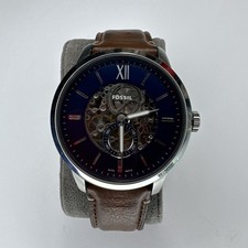 Fossil ME3154 Townsman Automatic Skeleton Blue Dial Men's Watch Leather Band picture