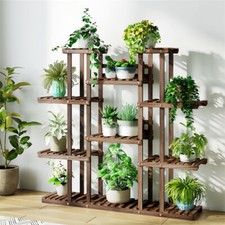 Multi-Tiered Plant Stand Durable Wooden Flower Display Shelf Rack Outdoor Indoor picture