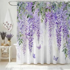 Purple Lavender Floral Shower Curtain Farmhouse Purple Lilac Floral Bathroom ... picture