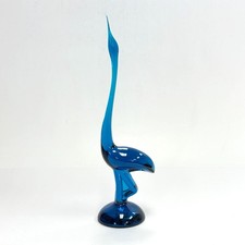 Viking Glass Bluenique Long Neck Heron Egret Crane Swung Glass Bird 11” picture
