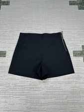 Zara High Waisted Shorts Womens Medium Black Cotton Stretch Side Zip Casual picture