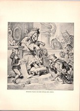 Reinike Fox Before King Lion Goethe's W Von Kaulbach 1892 Book Plate Print TL33 picture