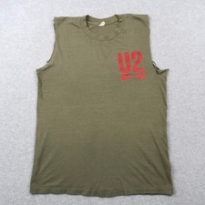 Vintage 80s U2 War Tour T Shirt 1983 USA Spring Screen Stars Olive Green M picture