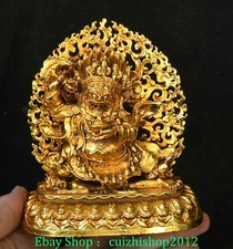 4.7'' Old Tibet Pure Bronze Gilt Buddhism Mahakala Wrathful Deity Buddha Statue picture