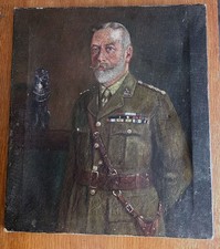 Antique C. 1910s Oil on Canvas Portrait King George V - Winsor & Newton 14x16 picture