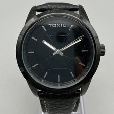 Toxic Men Watch 42mm Black Out Dial Black Strap 30040-J-EL New Battery picture