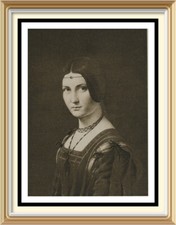 115+yr Old Original LEONARDO DA VINCI Art Print - PORTRAIT c16th WOMAN picture