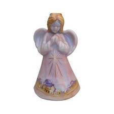 Fenton Burmese Glass Praying Angel Bethlehem Night Hand Painted 2007 picture