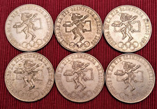 (One) 1968 Mexico 25 Pesos Silver Coin Olympic 0.720 Silver - VF-AU Lower Price picture