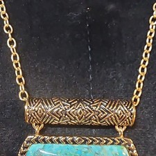 Studio Barse large turquoise bronze pendant necklace & earrings set picture