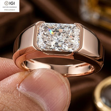 IGI 2.50Ct Radiant Cut D VS1 Lab Grown Diamond Engagement Ring in 14K Rose Gold picture