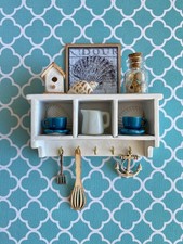 1:12 Wall Shelf with hooks Dollhouse Miniature  Kitchen Wood Wall rack furniture picture