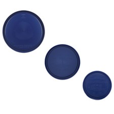 Pyrex (1) 7402-PC 6/7 Cup Blue, (1) 7403-PC 10 Cup Blue, (1) 7201-PC 4 Cup Blue picture