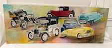 Original Texas Oil Painting on Wood Cadillac Cars Through the Years.  picture