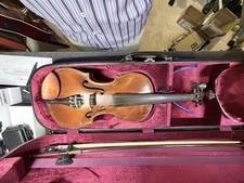 Antique Jacobus Stainer Style Violin 1635 Label Figured Maple Bow & Case picture