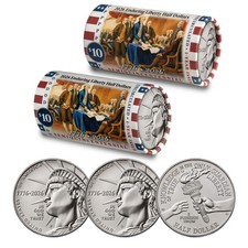 2026 P & D Enduring Liberty Half Dollar DECLARATION DOI Coin Rolls BU Set of 2 picture