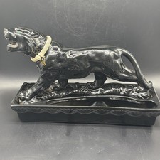 RARE 1953 Lane & Company Black Tiger TV Lamp Planter Green Eyes Needs Light Kit picture