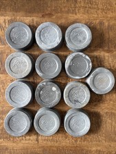13 USED Vintage Ball Zinc Canning Jar Lids With Milk Glass Inserts picture