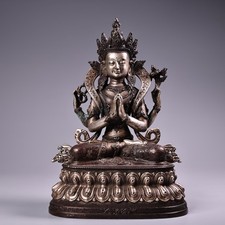Antique Nepalese pure copper Tibetan Buddhist four-wall Avalokiteshvara statue  picture
