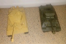 Lot Of 2 Vintage Built WW2 Model Tanks 1- Academy Tiger , 1- Green Sherman?  picture
