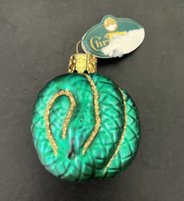 NEW Vintage Christborn Green Snake Christmas Germany Glass Ornament-2