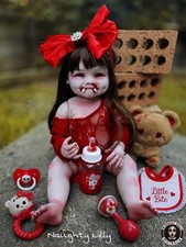 OOAK Creepy Vampire Reborn baby Nuaghty Lilly 55cm, Spooky Reborn Doll, Vamplin picture