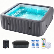 NAIZEA Inflatable Hot Tub,Reinforced Mesh PVC Blow Up Spa with adsorption light picture