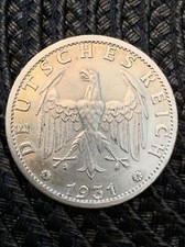 Germany Weimar 3 Reichsmark 1931 A Oak Wreath Silver Choice AU-MS⚜️♊7⃣🪙🔥 0708 picture