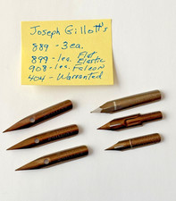 Rare Vintage Joseph Gillott Dip Pen Nibs Lot -899 Flat Elastic M, 908 Falcon NOS picture