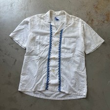 Vintage 50’s Pilgrim Sears Rare Loop Collar Rayon Blend Collared Shirt Size M picture