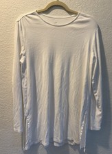 J Jill Perfect Pima Womans Large White Cotton Crew Neck Long Sleeve Tunic Top picture
