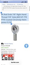 FK Rod ends JMX14T-770 Rod End 7/8 in.-14 Male Threads 3-piece Alloy 0.875