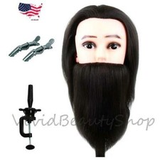 Men Human Hair Beard Mannequin Head Cosmetology Barber Training Doll Manikin picture