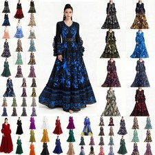 Runway Vintage Floral Print V Neck Long Sleeve Women Casual Party Midi Dresses picture
