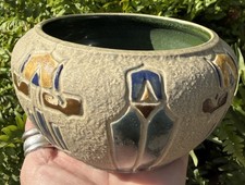 Antique Roseville Mostique Bowl 1916 Arts Crafts Art Pottery Geometric Planter picture