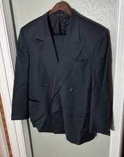 Vintage Canali Blue Double Breasted Wool 2pc Peak Suit Mens 50 / 40R (32x32) picture