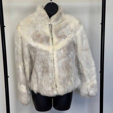 Vintage Jacques Saint Laurent Natural Korea White Rabbit Fur Coat size S picture